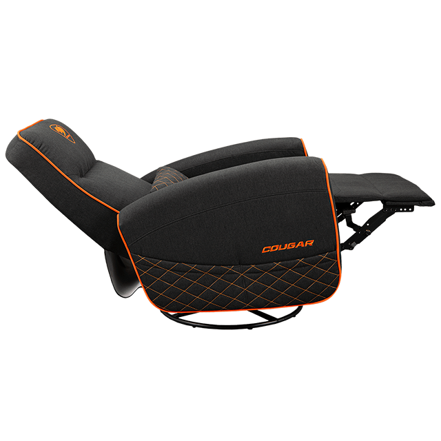 Sofá Gamer COUGAR FIDOM, reclinable, giratorio, balanceo, soporte lumbar, negro/naranja – CGR-FDF-ORB
