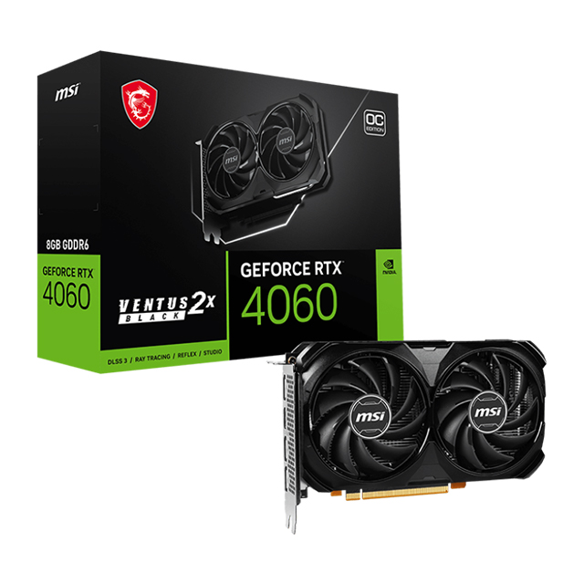 Tarjeta de video Nvidia MSI RTX 4060 Ventus 2X Black 8G OC, DLSS 3, Ray Tracing, 128-bit