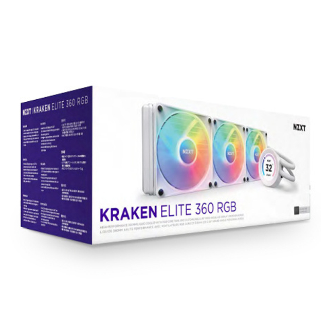 Enfriamiento Liquido NZXT Kraken Elite 360 RGB Blanco , 360mm, 3 Ventiladores RGB - RL-KR36E-W1