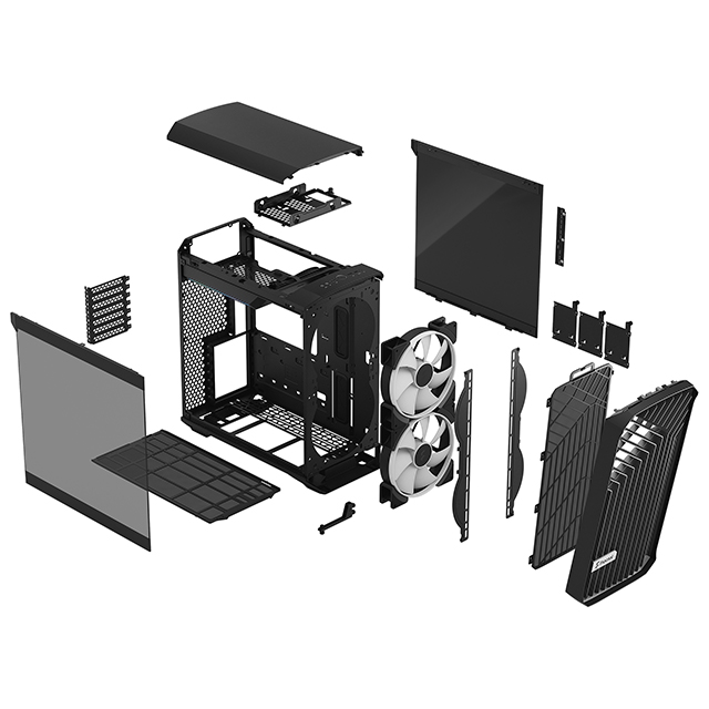 Gabinete Fractal Design Torrent Compact Black, TG Light Tint RGB, Formato ATX, Panel de Vidrio Templado, incluye 2 ventiladores de 180mm, Soporta E-ATX, FD-C-TOR1C-02