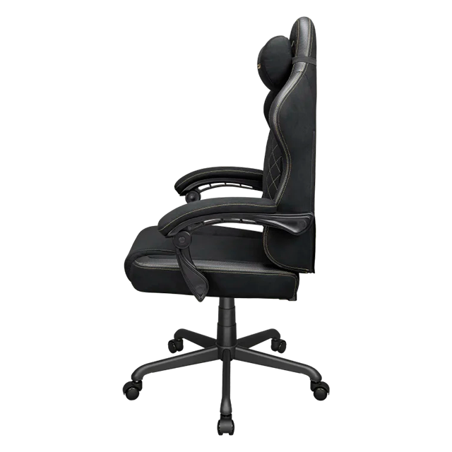 Silla Gamer COUGAR Fusion EX Gold F, tela tipo suede, soporte lumbar integrado, descansabrazos dinámicos, negro/dorado – 3MFXFGLB.0001
