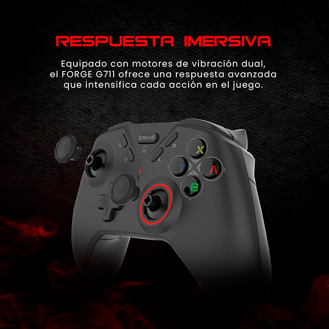 Control Inalámbrico Redragon Forge G711, PC / PS4 / PS3 / Nintendo Switch / Android / iOS, Bluetooth, 2.4 GHz, Vibración, Soporte para Celular – G711