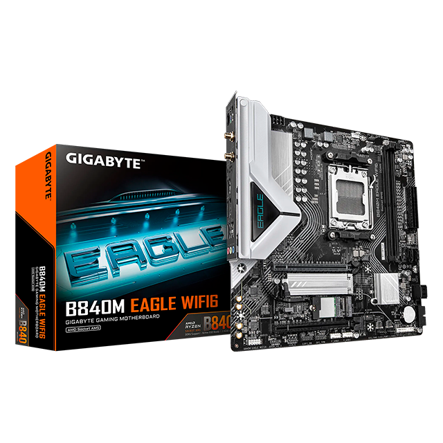 Tarjeta Madre Gigabyte B840M EAGLE WiFi 6, AM5, DDR5, PCIe 4.0, Micro-ATX