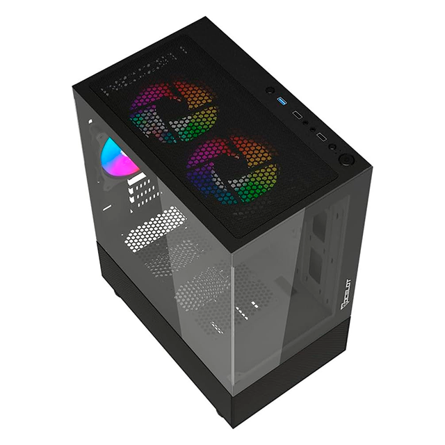 Gabinete Ocelot Gaming GLASS EN6, Micro-ATX/Mini-ITX, Cristal Templado, 3 Ventiladores ARGB, Negro