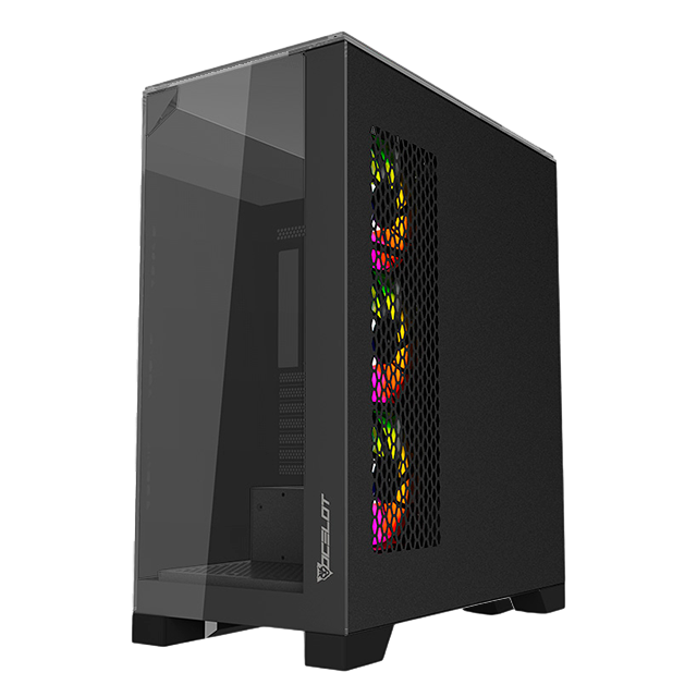 Gabinete Ocelot Gaming Glass Hunter 3, Mini Tower, ATX / Micro-ATX / ITX, Cristal Templado, 3 Ventiladores Incluidos – Glass Hunter 3