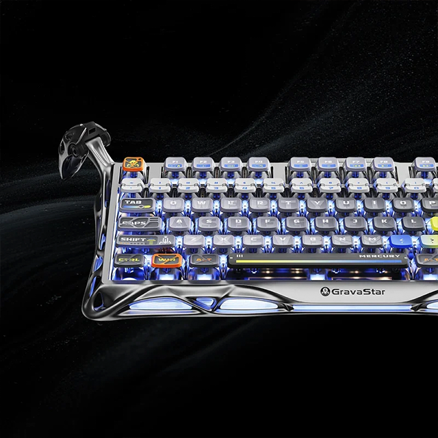 Teclado Mecánico Inalámbrico GravaStar Mercury K1 Pro Interstellar Silver, 75%, 79 Teclas, Hot-Swap, Bluetooth, 2.4 GHz, RGB – GS K1 PRO_S_CGRY