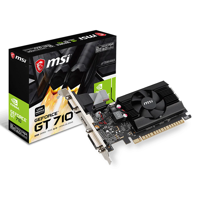Tarjeta de Video MSI GeForce GT 710 2GD3 LP, 2GB DDR3, PCIe 2.0 x8, HDMI, VGA, DVI-D, Low Profile – GT 710 2GD3 LP