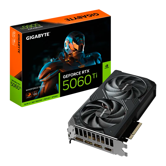 Tarjeta de Video Gigabyte GeForce RTX 5060 Ti WINDFORCE OC 8G, 8GB GDDR7, 128 bits, PCIe 5.0, DLSS 4 – GV-N506TWF2OC-8GD