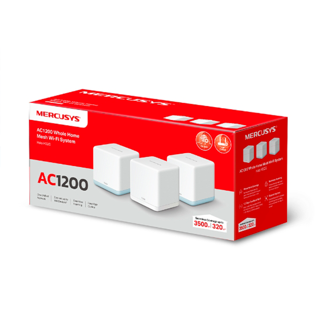 Sistema Wi-Fi Mesh Mercusys Halo H32G, AC1200 de Doble Banda, 3 Unidades, Cobertura para todo el Hogar
