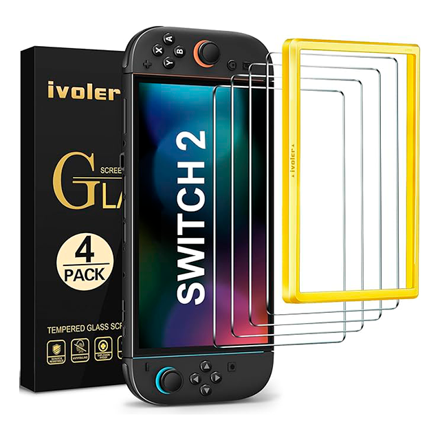 Protector de pantalla ivoler para Nintendo Switch 2, 7.9 pulgadas, vidrio templado 9H, paquete de 4 piezas