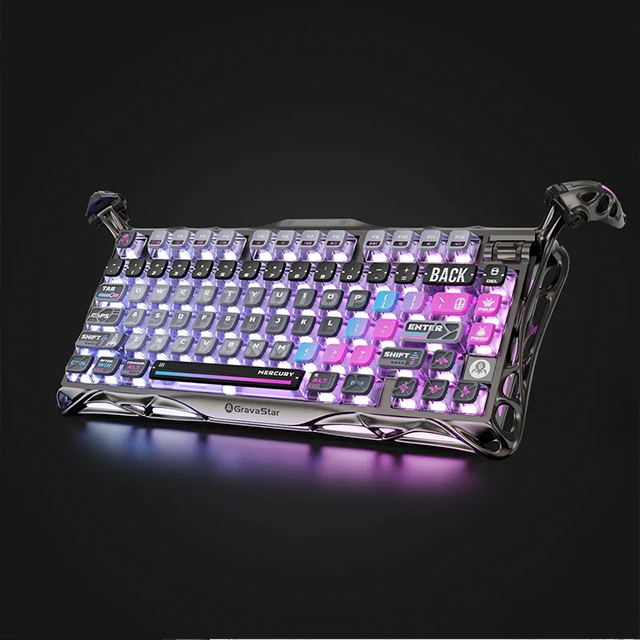 Teclado Mecánico Inalámbrico GravaStar Mercury K1 Pro Special Edition Cyberpunk, 75%, 79 Teclas, Hot-Swap, Bluetooth, 2.4 GHz, RGB, Aluminio – GS K1 PRO_CBLK