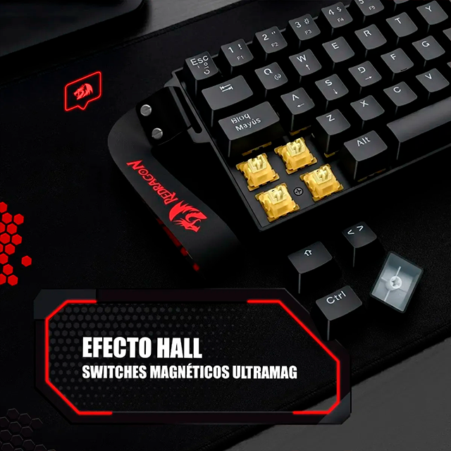 Teclado Gamer Redragon Fizz Magnetic Black K617RGB-MP, 60%, switches magnéticos Hall Effect, RGB, USB-C – K617RGB-MP