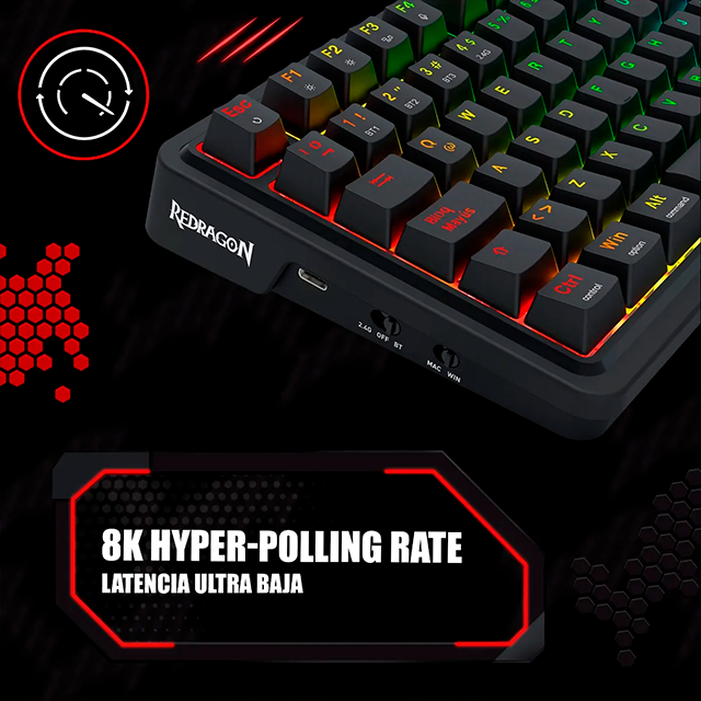 Teclado Mecánico EISA Magnetic Black K686RBG-M-SP, 96%, alámbrico, switches magnéticos, 8K Hz, RGB, español – K686RBG-M-SP