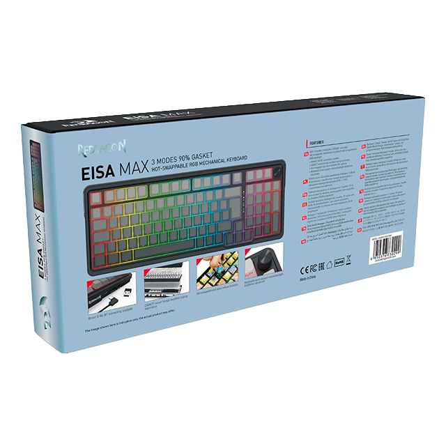 Teclado Mecánico EISA MAX Gray K686RGB-MAX-SP, 96%, inalámbrico (BT/2.4GHz) y alámbrico, switches lineales, gasket, RGB, español – K686RGB-MAX-SP