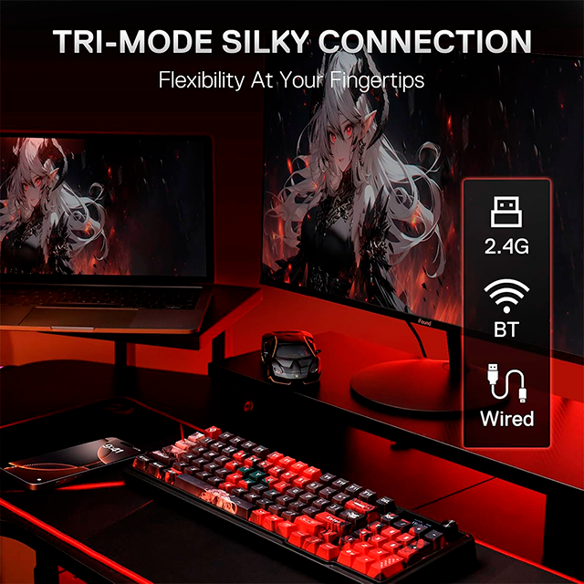 Teclado Mecánico EISA Artemis Pro K719AK-RGB-PRO, alámbrico/inalámbrico (BT/2.4GHz), switches lineales, pads absorbentes, RGB, inglés – K719AK-RGB-PRO