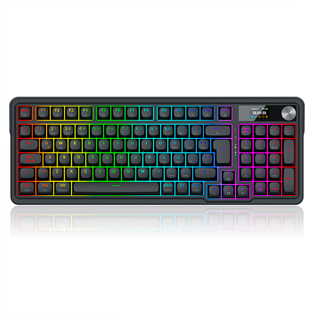 Teclado Mecánico EISA LCD Pro K719RGB-PRO SP, 95%, pantalla LCD, triple conexión, rueda de control, Yolk Switch, gasket, español – K719RGB-PRO SP