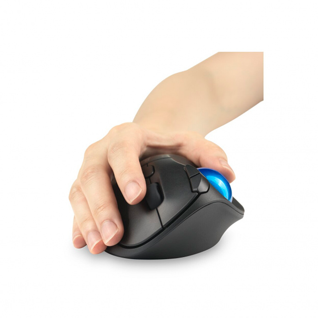 Trackball Inalámbrico Kensington Pro Fit Ergo TB450, Bluetooth LE, 2.4 GHz, 400–1600 DPI, 7 Botones, Diseño Ergonómico 45°, Negro – K72194WW