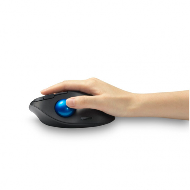 Trackball Inalámbrico Kensington Pro Fit Ergo TB450, Bluetooth LE, 2.4 GHz, 400–1600 DPI, 7 Botones, Diseño Ergonómico 45°, Negro – K72194WW