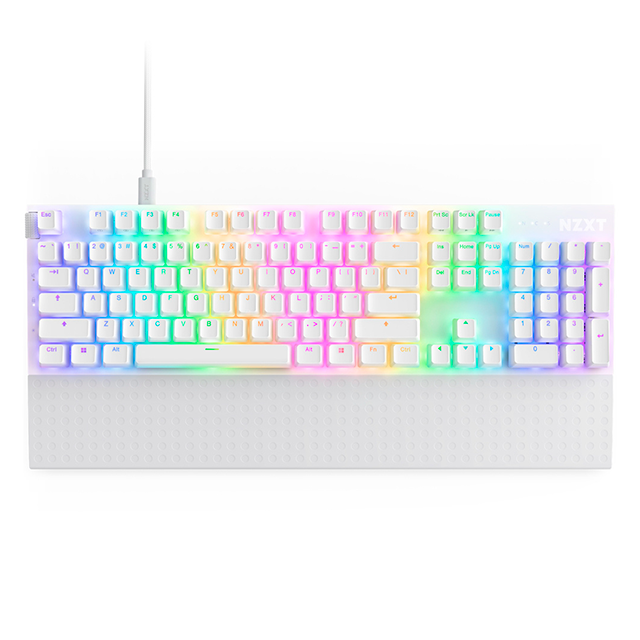 Teclado Gamer NZXT Function 2, RGB, Mecánico, Switch Óptico, Alámbrico, USB, Blanco, Inglés - KB-001NW-US