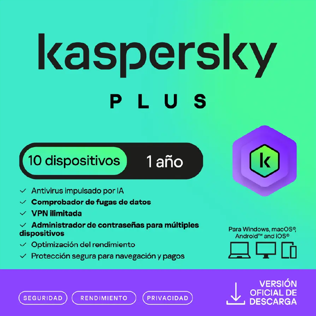 Licencia Kaspersky Premium + Customer Support, 10 Dispositivos, 5 Cuentas, 1 Año, Producto Digital ESD – KL1047ZDKFS