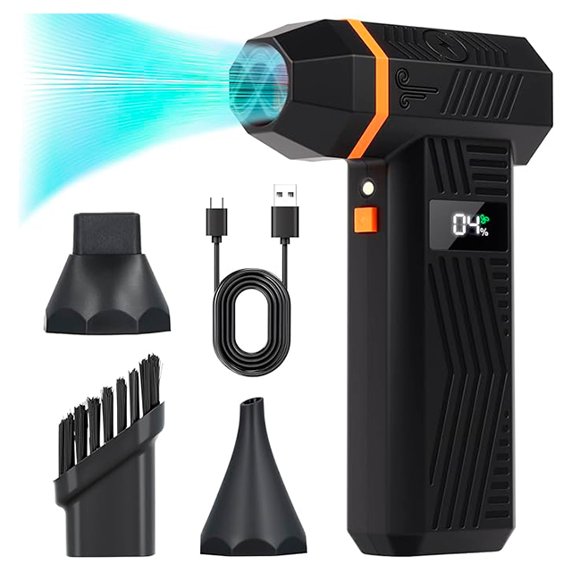 Soplador de Aire Inalámbrico Longzhuo L1-M, 200,000 RPM, 4 boquillas, batería 4000 mAh, USB-C, LCD – L1-M