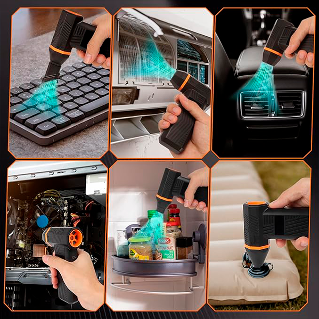 Soplador de Aire Inalámbrico Longzhuo L1-M, 200,000 RPM, 4 boquillas, batería 4000 mAh, USB-C, LCD – L1-M