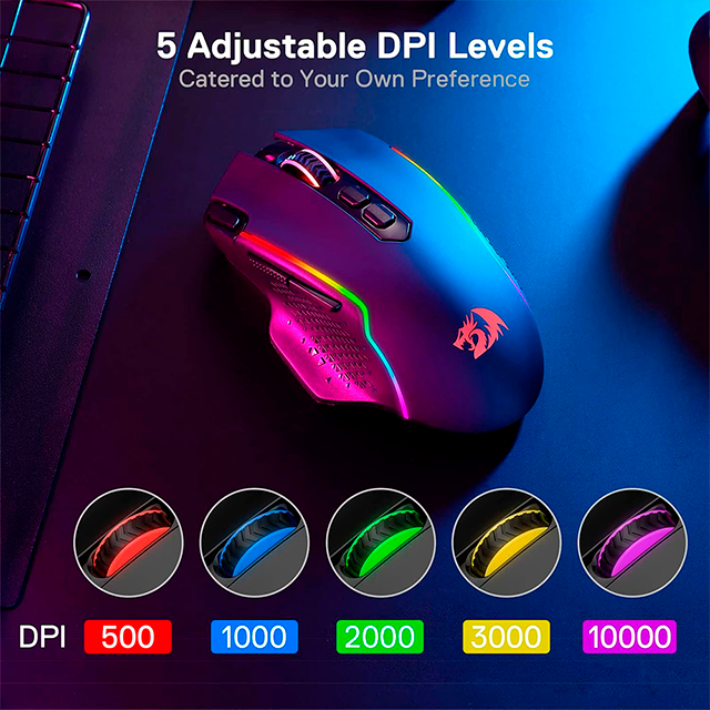 Mouse Gamer Inalámbrico Redragon Taipan Pro M810, 10,000 DPI, PAW3325, 1000 Hz, 8 Botones Programables, 2.4 GHz, USB-C, RGB – M810RGB-PRO