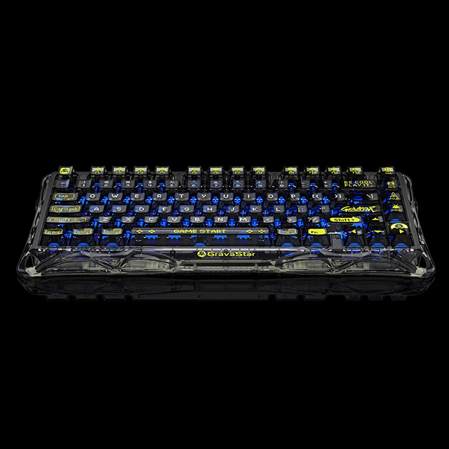 Teclado Mecánico Gamer GravaStar Mercury K1 Lite, 75%, inalámbrico, Transparent Black – GS K1 LITE_XTAL_BLK