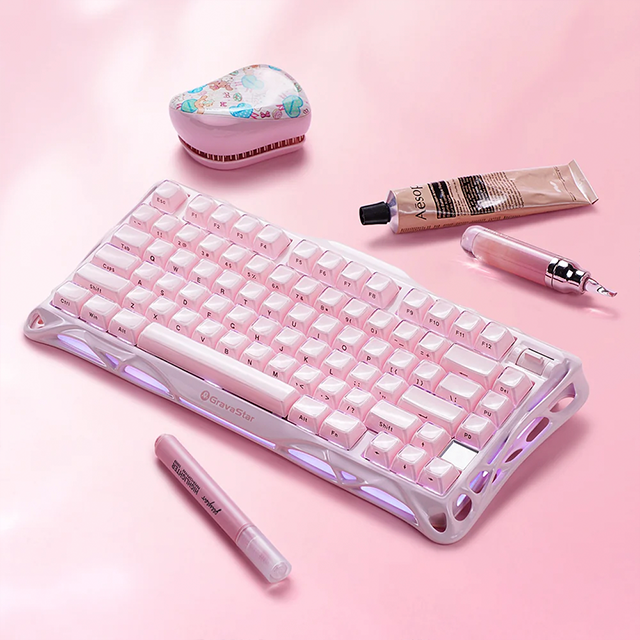 Teclado Mecánico Gamer GravaStar Mercury K1 Special Edition, 75%, inalámbrico, Sakura Pink – GS K1_P_PNK