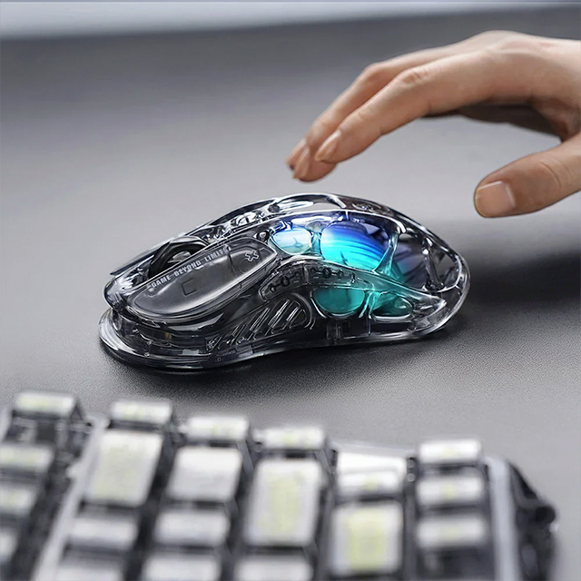 Mouse Gamer Inalámbrico GravaStar Mercury M2, Transparent Black – GRAVASTAR M2_XTAL_BLK