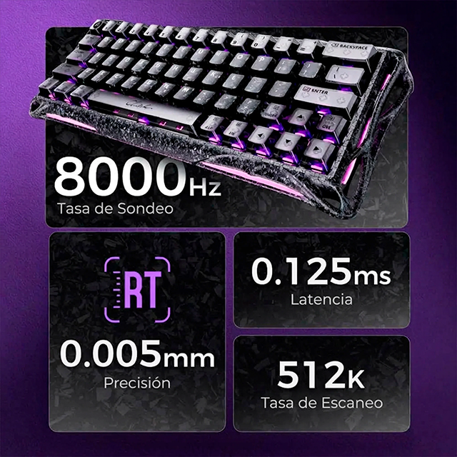 Teclado Mecanico GravaStar Mercury V60 Pro Cyber Frost Black, 60%, Switches Magnéticos Hall Effect, 8000 Hz, Rapid Trigger, RGB – GS V60 PRO_CF_BLK