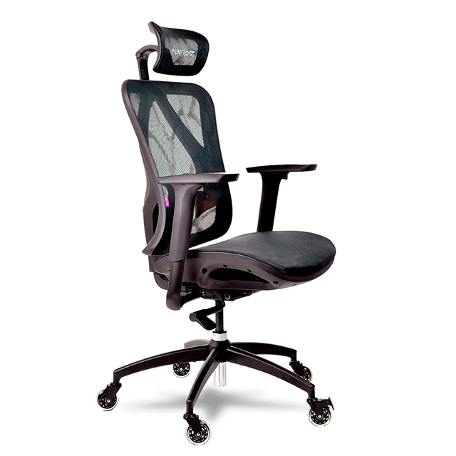Silla Gamer Munfrost NEXUS, Negro, Reclinable, Soporte Lumbar, Ruedas Tipo Patín, Pistón Clase 4, Hasta 180 kg – MFMSIN2B
