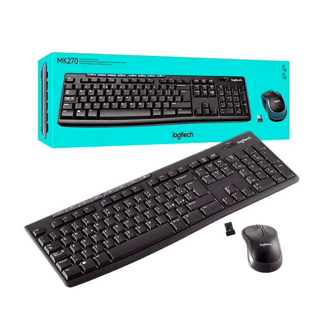 Combo de Teclado y Mouse Logitech MK270, Inalámbrico, Español, USB, Negro - 920-004432