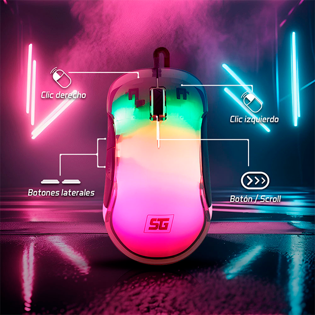Mouse Gamer Vorago Start The Game MO-505, 7000 DPI, 7 Modos De Iluminacion RGB, USB, 7 Botones - MO-505