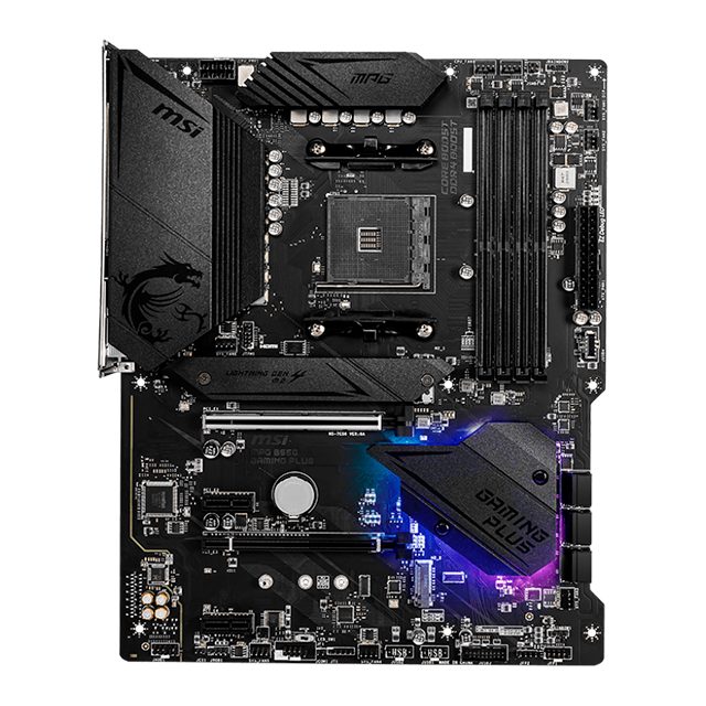 Tarjeta Madre MSI MPG B550 Gaming Plus, ATX, Socket AM4, DDR4 hasta 4400+ MHz (OC), PCIe 4.0, 2x M.2, 6x SATA, RGB Mystic Light