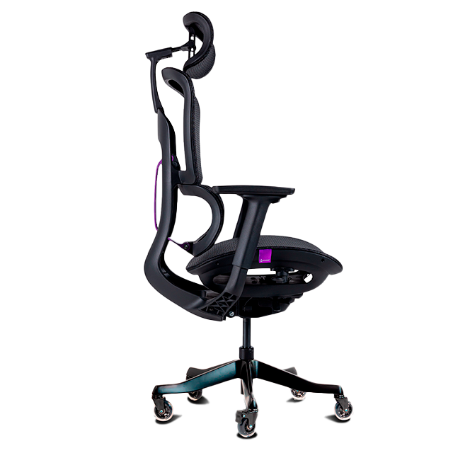 Silla Gamer Munfrost NEO, reclinable, soporte lumbar ajustable, ruedas tipo patín, hasta 180 kg, negro con morado – MFMSINEB