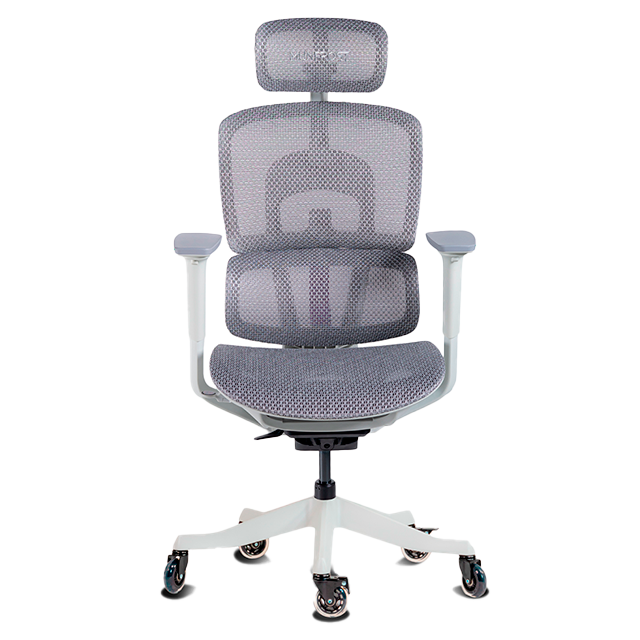Silla Gamer Munfrost NEO, reclinable, soporte lumbar ajustable, ruedas tipo patín, hasta 180 kg, blanco/gris con morado - MFMSINEW