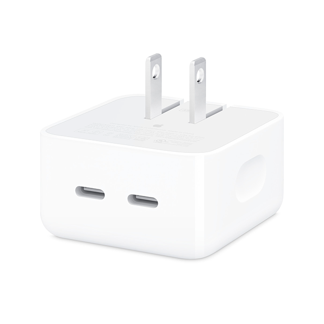 Cargador Apple Dual USB-C, 35 W, 2 Puertos USB-C, Adaptador de Corriente Compacto, Blanco – MW2H3AM/A