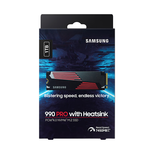 Unidad de Estado Solido SSD Samsung 990 PRO con Disipador, 1TB, PCIe 4.0, NVMe M.2 – MZ-V9P1T0CW 