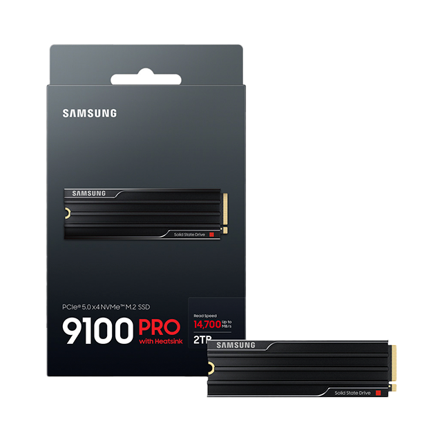 Unidad De Estado Solido SSD Samsung 9100 PRO 2 TB con Disipador, M.2 2280, PCIe 5.0 ×4, NVMe 2.0, Lectura 14,700 MB/s, Escritura 13,400 MB/s – MZ-VAP2T0CW