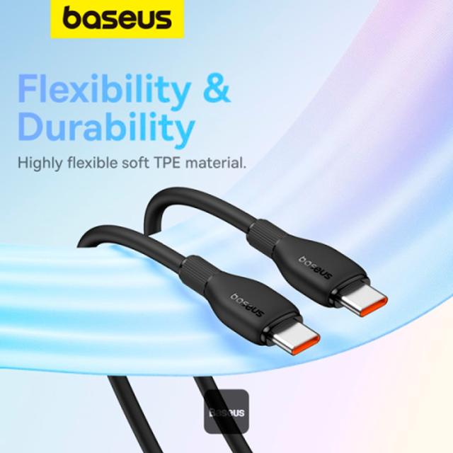 Cable de Carga Baseus USB-C a USB-C, 100W, 5A, 1.2 m, Negro – P10355702111-B1