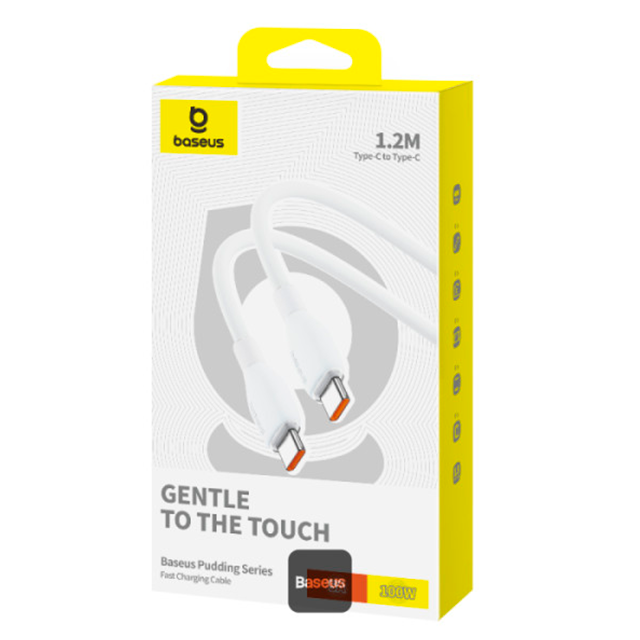 Cable de Carga Baseus USB-C a USB-C, 100W, 5A, 1.2 m, Blanco – P10355702221-B1