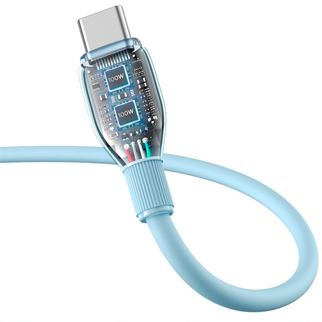 Cable de Carga Baseus USB-C a USB-C, 100W, 5A, 1.2 m, Azul – P10355702311-B1