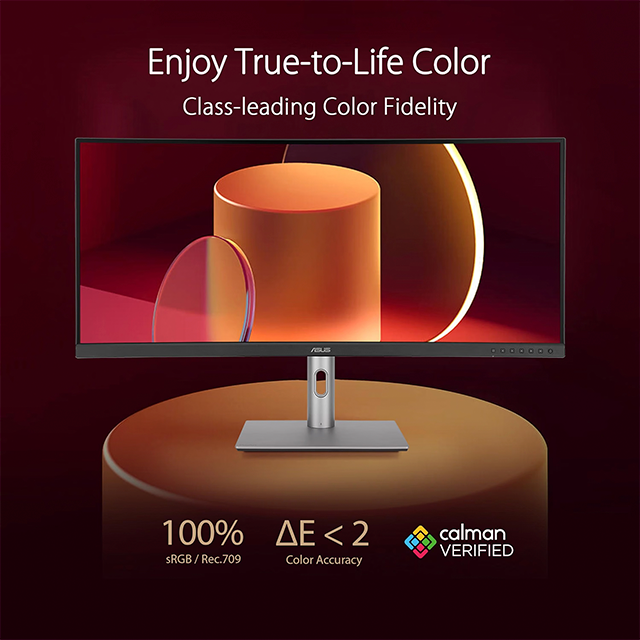 Monitor Profesional ASUS ProArt PA34VCNV, 34.1", IPS Curvo 3800R, UWQHD 3440×1440, 60 Hz, 5 ms, USB-C 96 W, Calman Verified – PA34VCNV