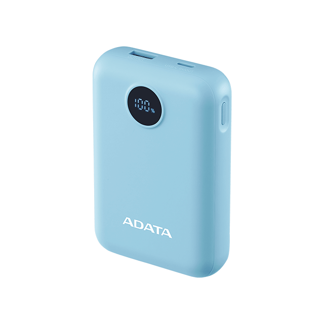 Power Bank ADATA C100, 10,000 mAh, Carga Dual, Indicador LED, Azul – PC10022-12LB