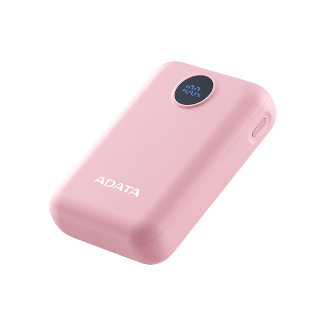 Power Bank ADATA C100, 10,000 mAh, Carga Dual, Indicador LED, Rosa – PC10022-12PK