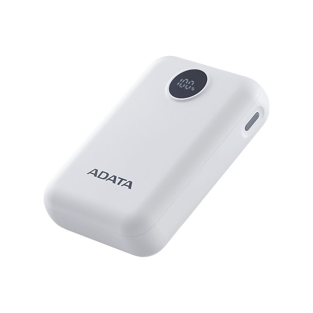 Power Bank ADATA C100, 10,000 mAh, Carga Simultánea para 2 Dispositivos, Indicador LED, Blanco – PC10022-12WH