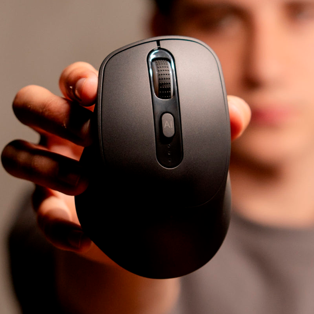 Mouse Inalámbrico AI con ChatGPT Integrado Mind, Óptico, 4.000DPI, RF Inalámbrico/Bluetooth, Negro - PC-045168