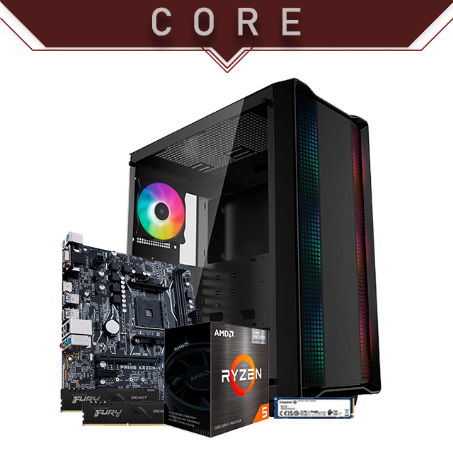 PC Gamer Core | AMD Ryzen 5 5600GT | 16GB 3200Mhz | 500GB SSD NMVe M.2 | 4 Ventiladores