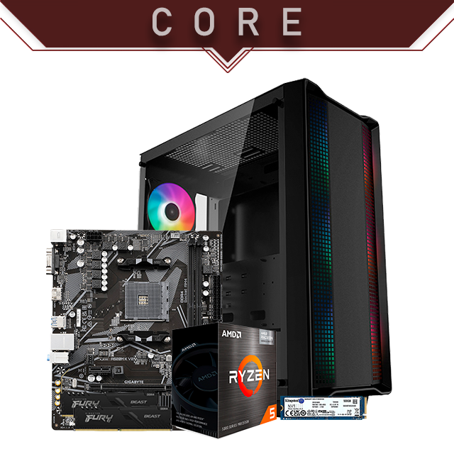PC Gamer Core | AMD Ryzen 5 5600G | 16GB 3200Mhz | 500GB M.2 | 4 Ventiladores